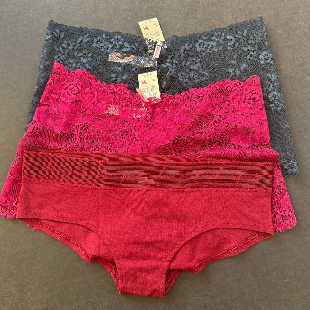 Victoria's Secret Lace Panties Set - Black, Pink, Red